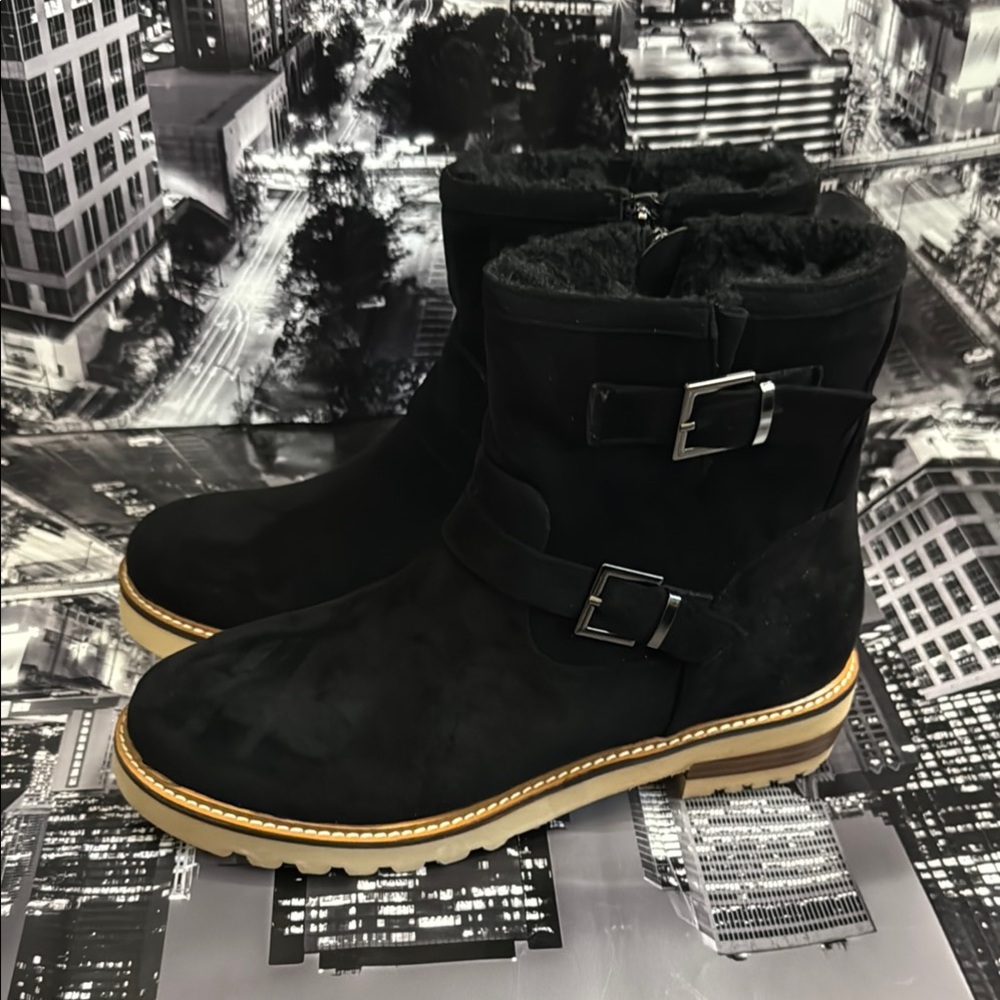 Stylish Black Ankle Boots with Buckle Detail